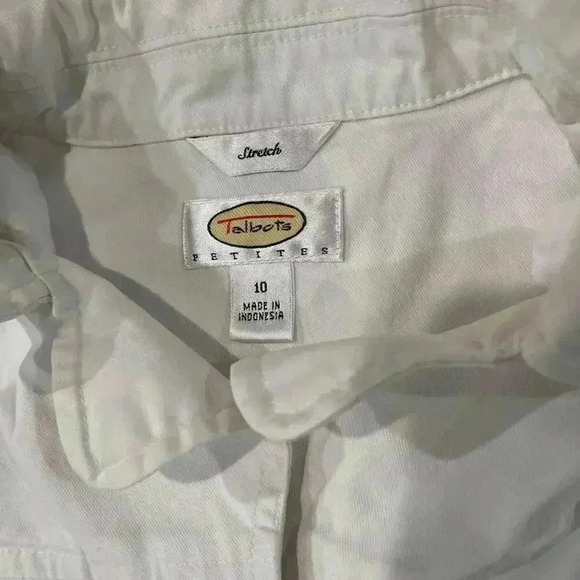 Talbots Petites White Stretch Field Jacket Womens 10 Button Closure Front Pocket - Picture 3 of 5